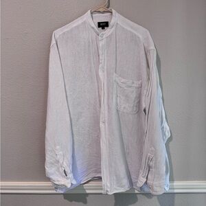 HUGO BOSS Textured White Knit Button-Down Shirt